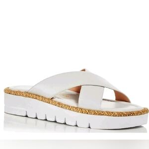 Stuart Weitzman‎ Roza Lift Slides Women's White Cross-Strap Sandals New 6.5